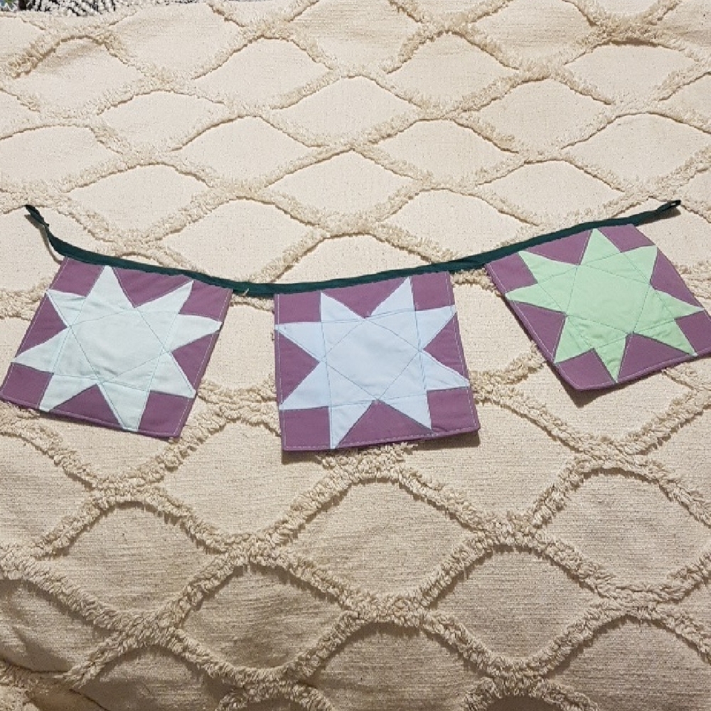 Mountain Valley Wall Hanging | Sawtooth Star (Lupine & Aster) Pastel Blue/Green